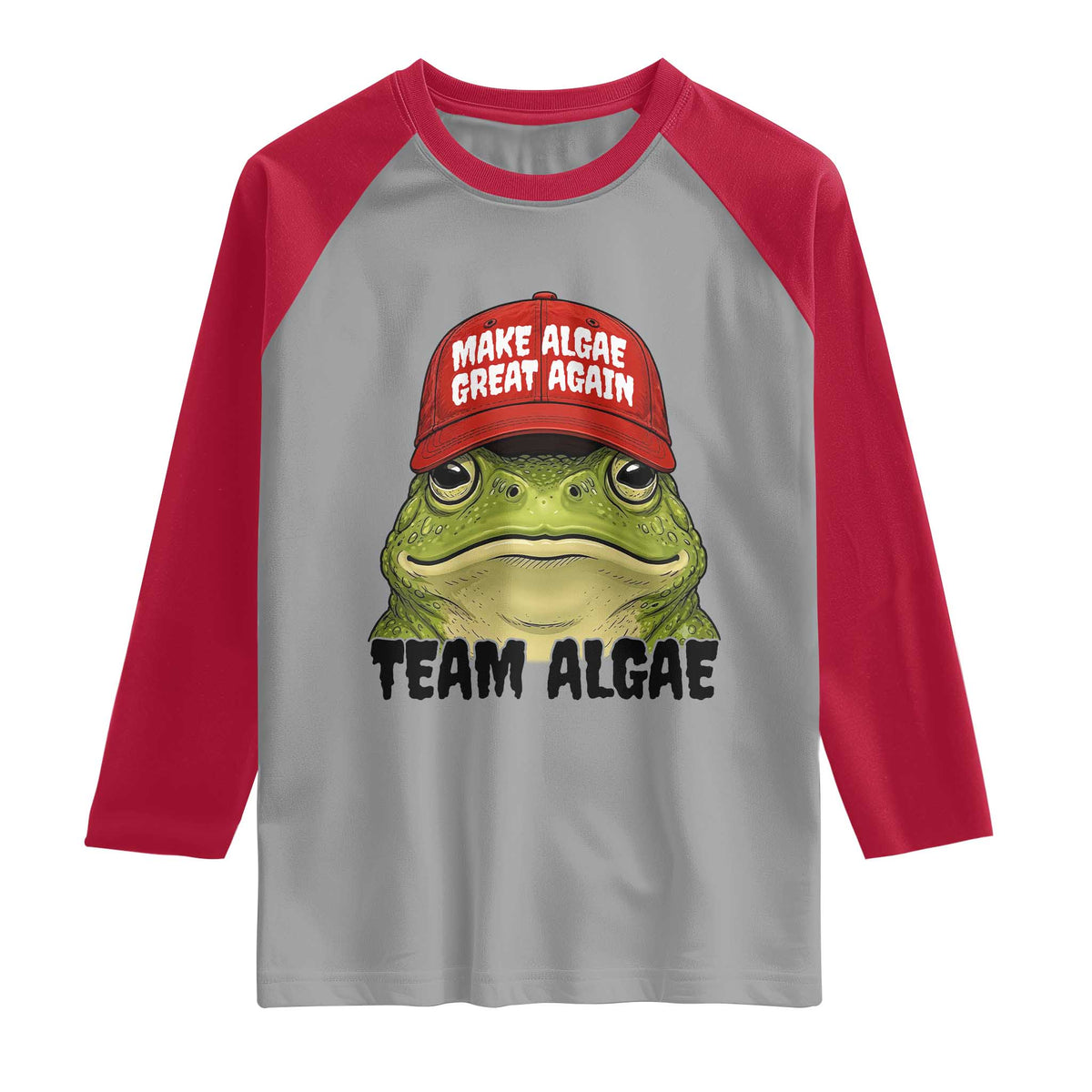 Make Algae Great Again Raglan Shirt Funny Political Satire Nature Lover Gift TS14 Sport Gray Red Print Your Wear