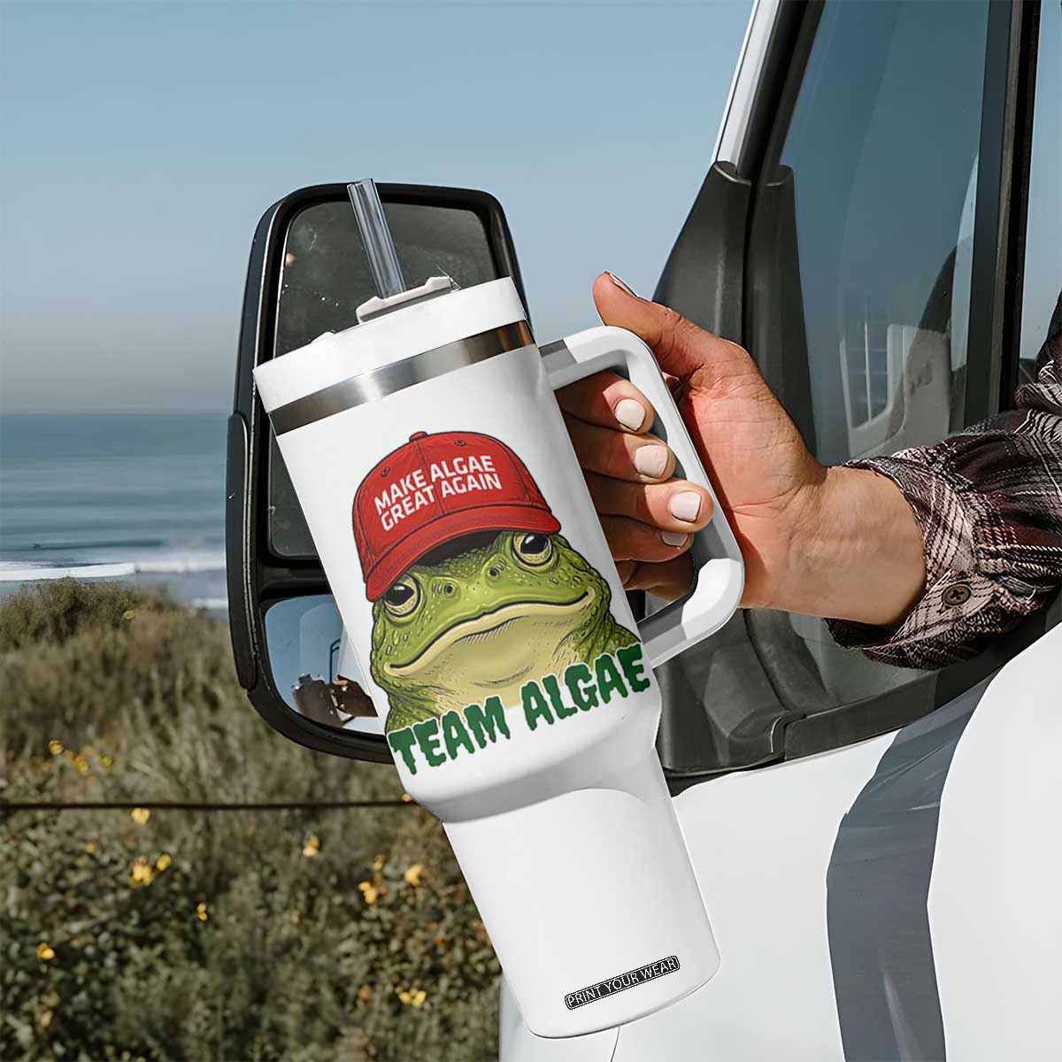 Make Algae Great Again Tumbler With Handle Funny Political Satire Nature Lover Gift TS14 Print Your Wear