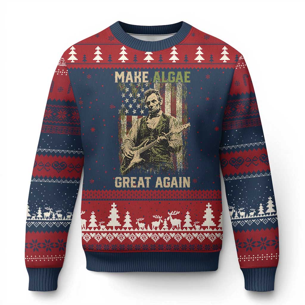 Make Algae Great Again Ugly Christmas Sweater Funny Lincoln Political Satire Humor TS14 Navy Red Print Your Wear