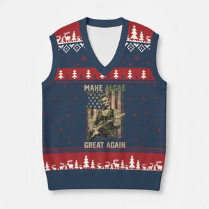 Make Algae Great Again V-Neck Knit Sweater Vest Funny Lincoln Political Satire Humor TS14 Navy Red Print Your Wear