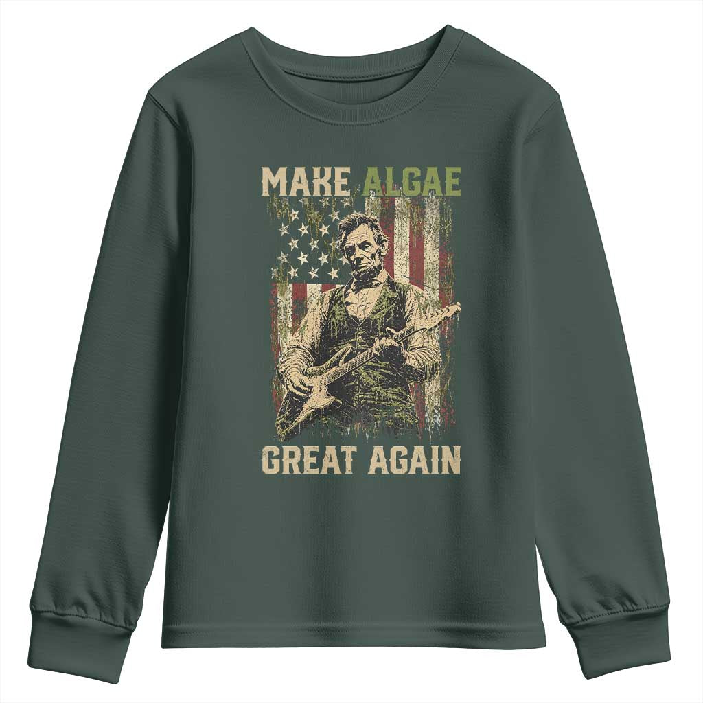 Make Algae Great Again Youth Sweatshirt Funny Lincoln Political Satire Humor TS14 Dark Forest Green Print Your Wear