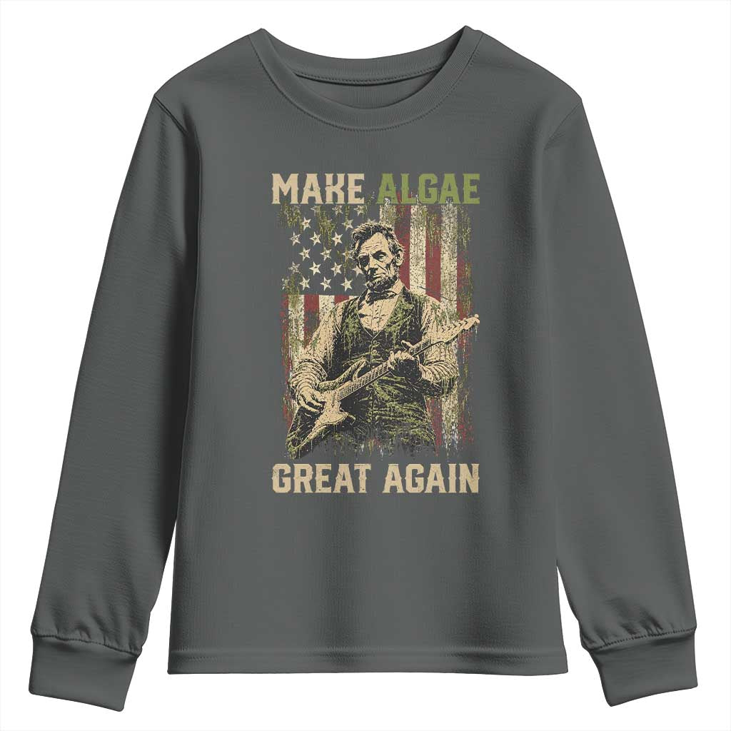 Make Algae Great Again Youth Sweatshirt Funny Lincoln Political Satire Humor TS14 Dark Heather Print Your Wear