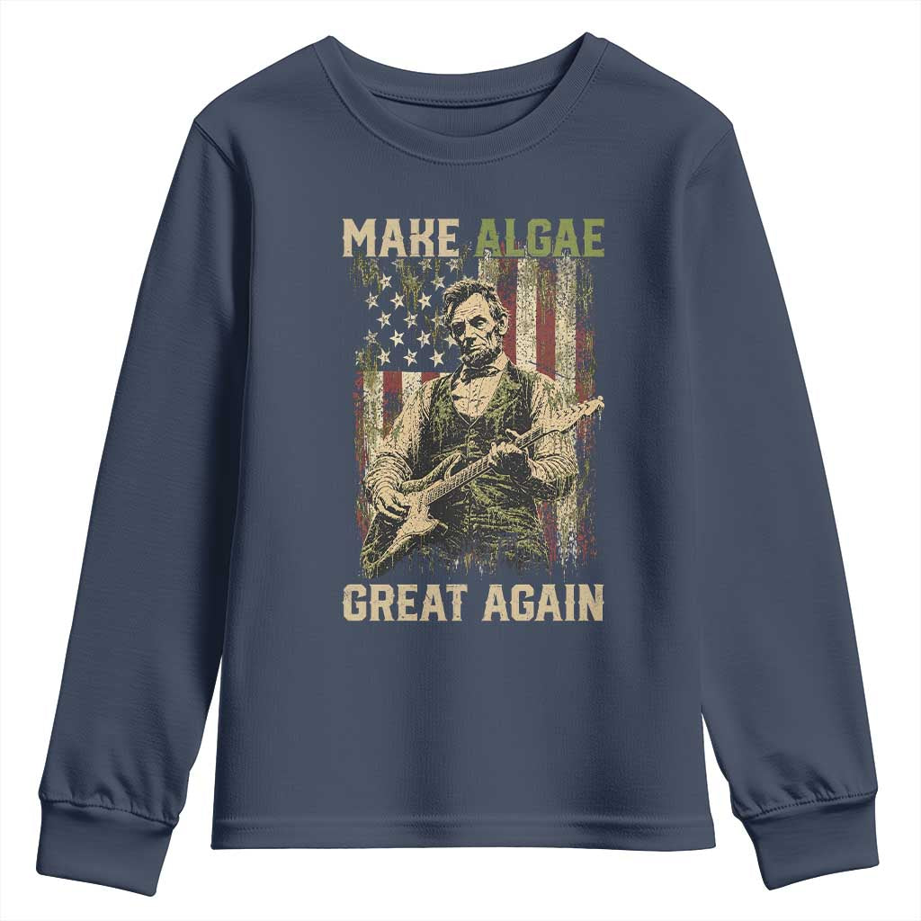 Make Algae Great Again Youth Sweatshirt Funny Lincoln Political Satire Humor TS14 Navy Print Your Wear