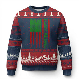 Team Algae Ugly Christmas Sweater Funny Make Algae Great Again American Flag Political Meme TS14 Navy Red Print Your Wear