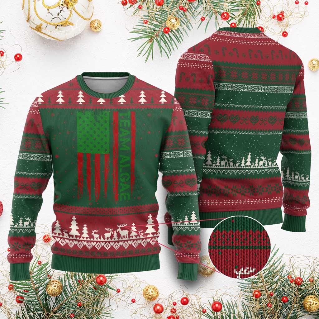 Team Algae Ugly Christmas Sweater Funny Make Algae Great Again American Flag Political Meme TS14 Print Your Wear