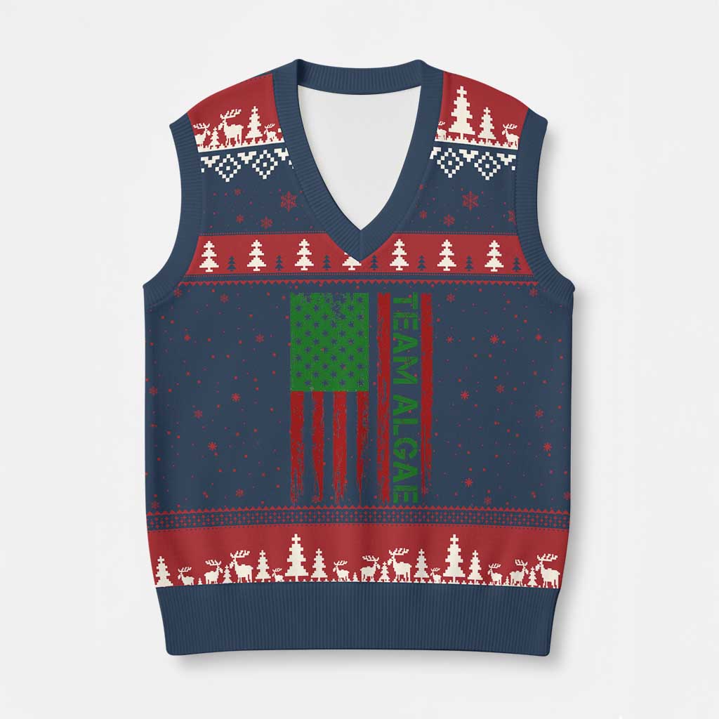 Team Algae V-Neck Knit Sweater Vest Funny Make Algae Great Again American Flag Political Meme TS14 Navy Red Print Your Wear