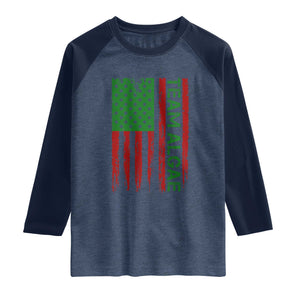 Team Algae Raglan Shirt Funny Make Algae Great Again American Flag Political Meme TS14 Heather Denim Navy Print Your Wear