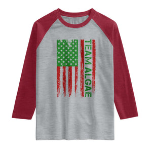 Team Algae Raglan Shirt Funny Make Algae Great Again American Flag Political Meme TS14 Heather Gray Heather Red Print Your Wear