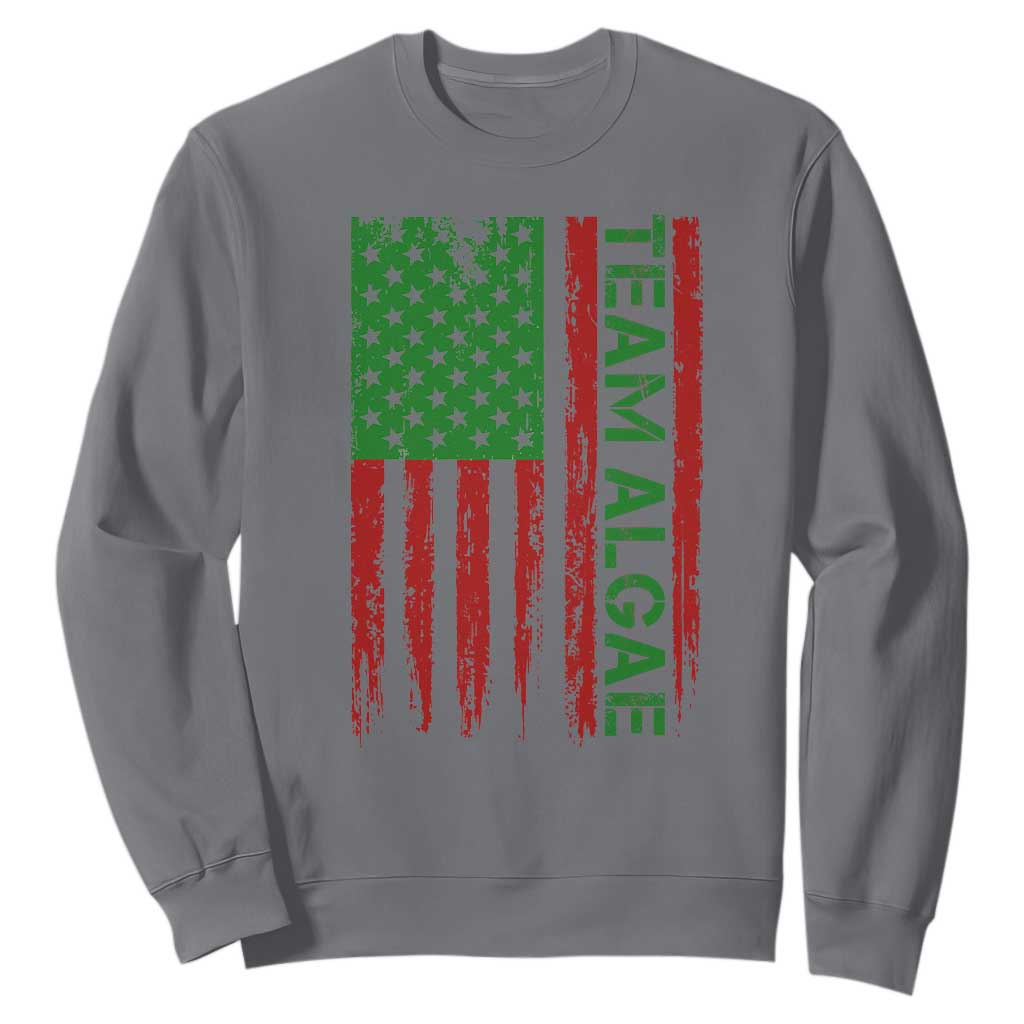 Team Algae Sweatshirt Funny Make Algae Great Again American Flag Political Meme TS14 S Charcoal Print Your Wear