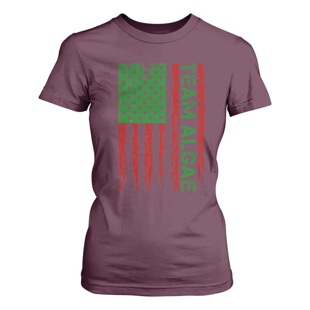 Team Algae T Shirt For Women Funny Make Algae Great Again American Flag Political Meme TS14 Maroon Print Your Wear