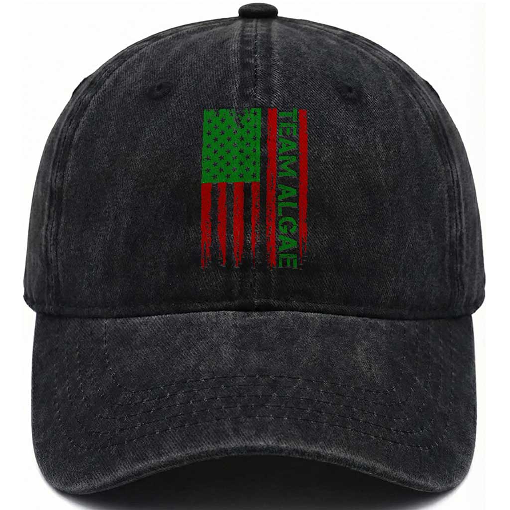 Team Algae Washed Cotton Baseball Cap Funny Make Algae Great Again American Flag Political Meme TS14 Print Your Wear