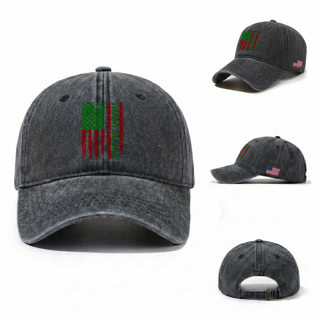 Team Algae Washed Cotton Baseball Cap Funny Make Algae Great Again American Flag Political Meme TS14 Washed Cap Universal Fit Dark Gray Print Your Wear