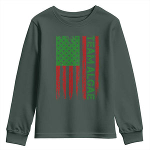 Team Algae Youth Sweatshirt Funny Make Algae Great Again American Flag Political Meme TS14 Dark Forest Green Print Your Wear