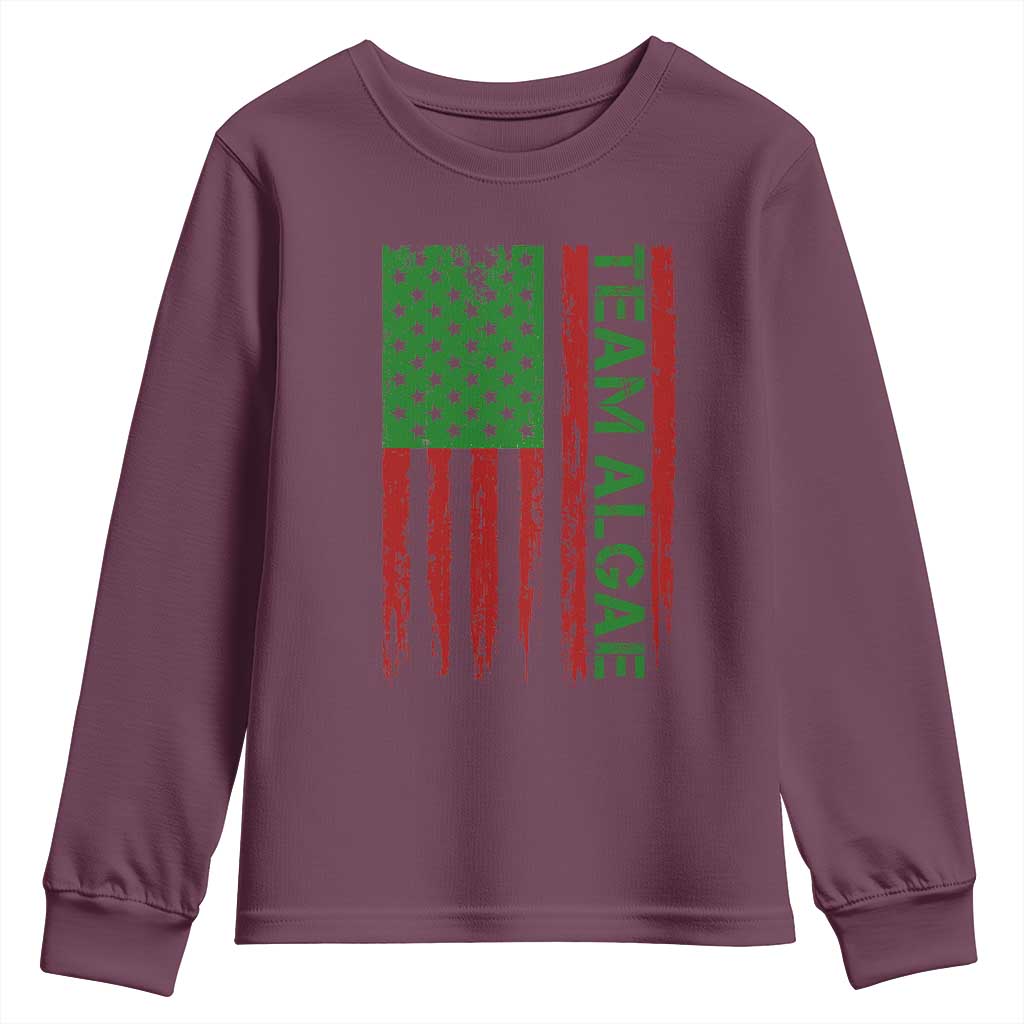 Team Algae Youth Sweatshirt Funny Make Algae Great Again American Flag Political Meme TS14 Maroon Print Your Wear