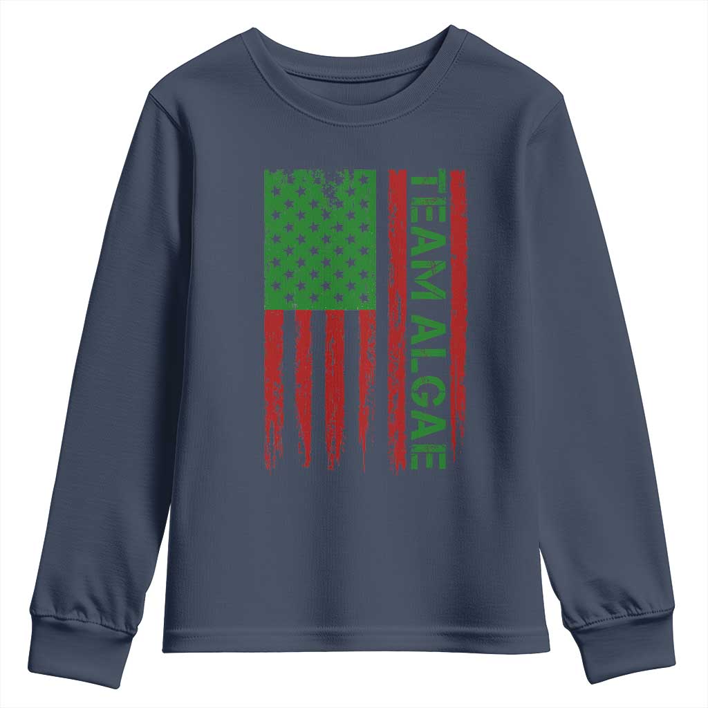 Team Algae Youth Sweatshirt Funny Make Algae Great Again American Flag Political Meme TS14 Navy Print Your Wear