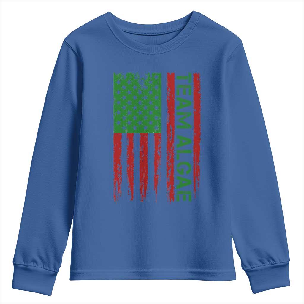 Team Algae Youth Sweatshirt Funny Make Algae Great Again American Flag Political Meme TS14 Royal Blue Print Your Wear