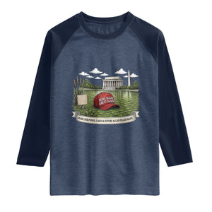 Make Algae Great Again Raglan Shirt Funny Political Satire Humor TS14 Heather Denim Navy Print Your Wear