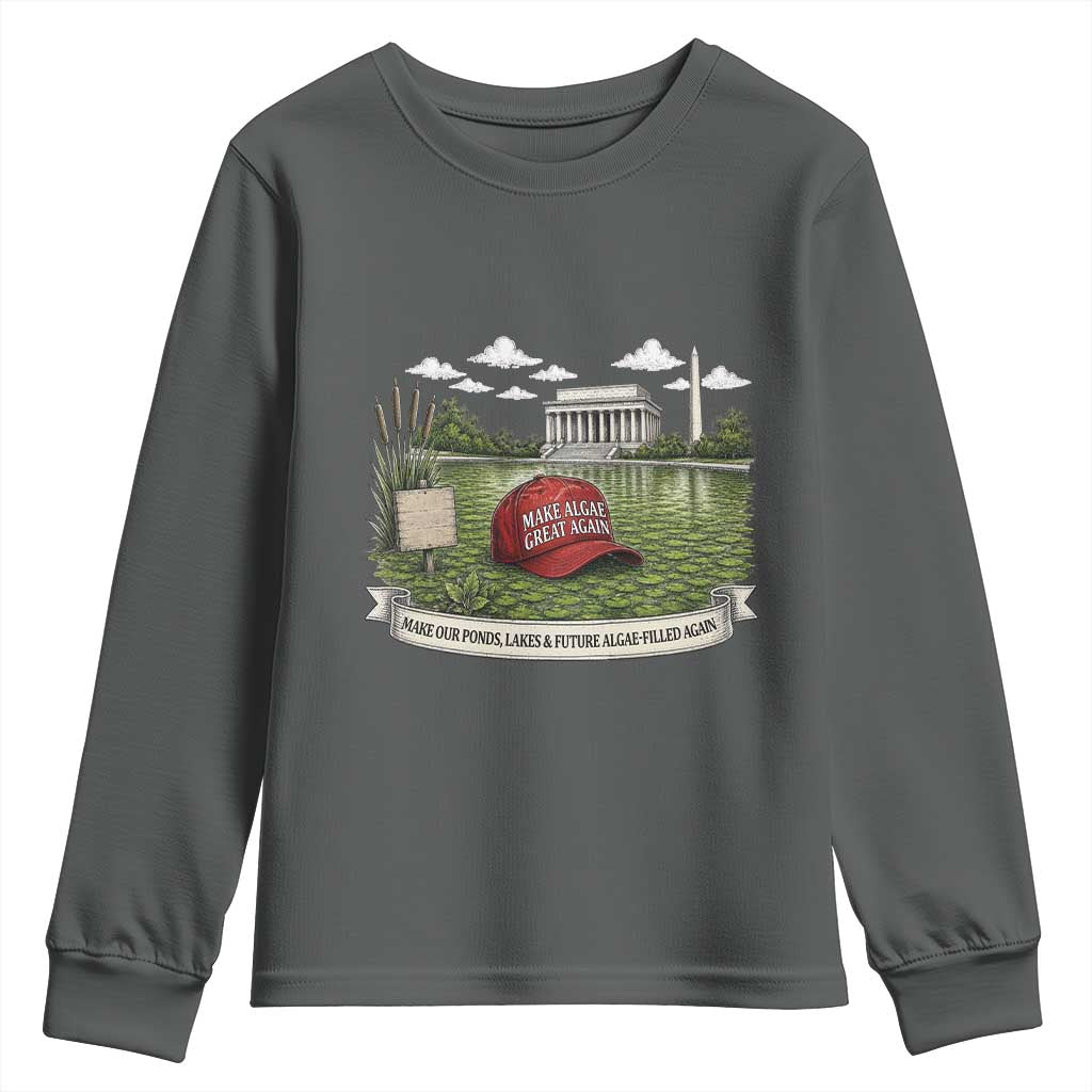 Make Algae Great Again Youth Sweatshirt Funny Political Satire Humor TS14 Dark Heather Print Your Wear