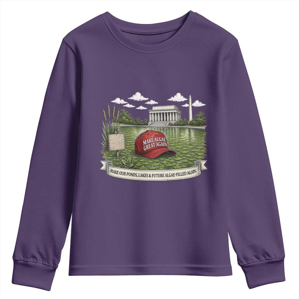 Make Algae Great Again Youth Sweatshirt Funny Political Satire Humor TS14 Purple Print Your Wear