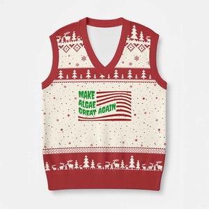 Make Algae Great Again V-Neck Knit Sweater Vest Funny Political Satire American Flag Meme TS14 Beige Red Print Your Wear