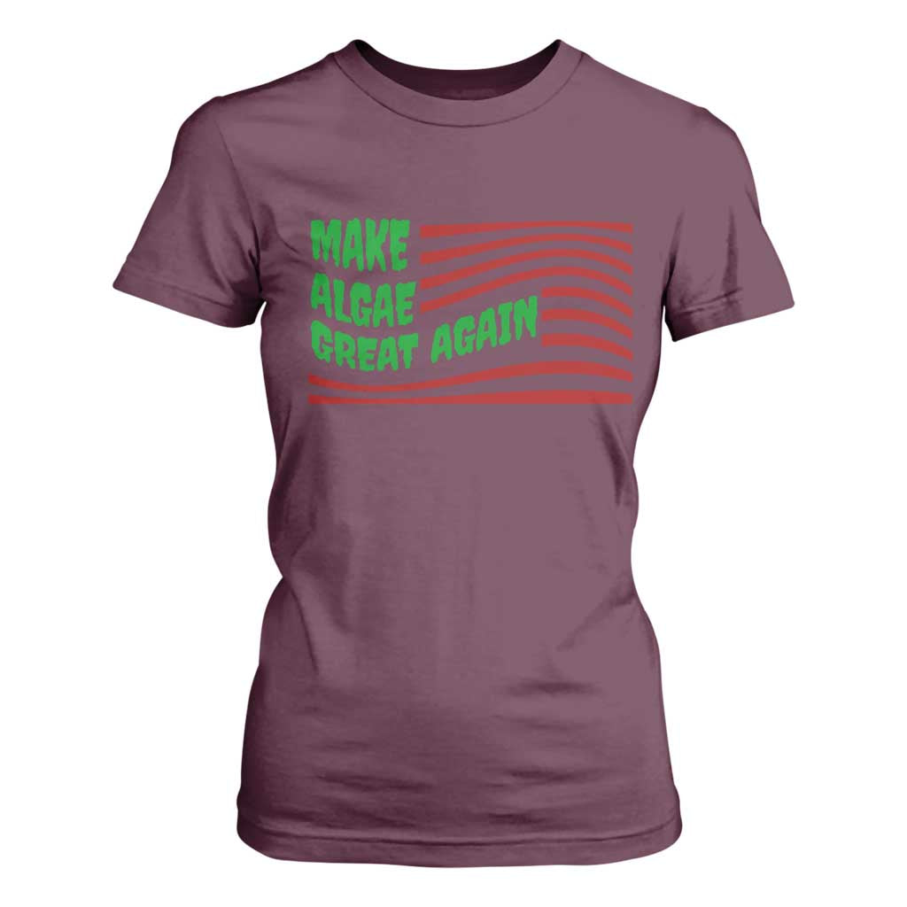 Make Algae Great Again T Shirt For Women Funny Political Satire American Flag Meme TS14 Maroon Print Your Wear