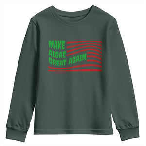 Make Algae Great Again Youth Sweatshirt Funny Political Satire American Flag Meme TS14 Dark Forest Green Print Your Wear