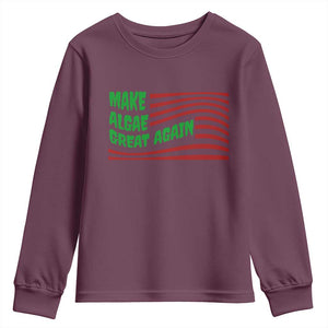 Make Algae Great Again Youth Sweatshirt Funny Political Satire American Flag Meme TS14 Maroon Print Your Wear