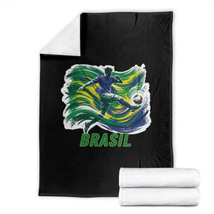 Brazil Soccer Fan Throw Blanket Brasil Flag Football Game Day Supporter TS14 Black Print Your Wear