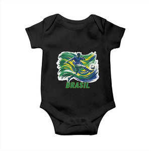Brazil Soccer Fan Baby Onesie Brasil Flag Football Game Day Supporter TS14 Black Print Your Wear