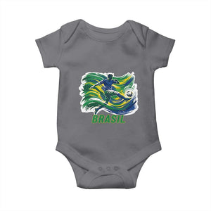 Brazil Soccer Fan Baby Onesie Brasil Flag Football Game Day Supporter TS14 Charcoal Print Your Wear