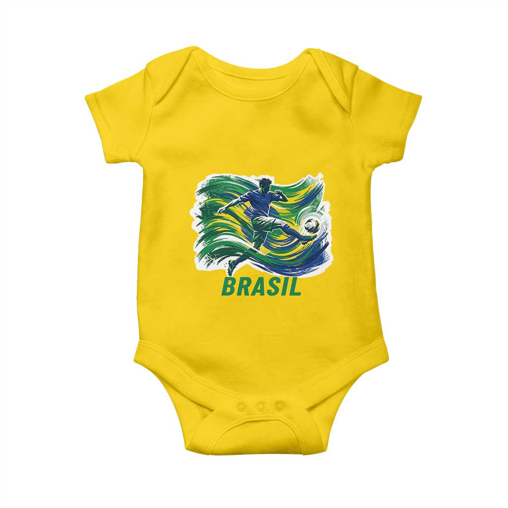Brazil Soccer Fan Baby Onesie Brasil Flag Football Game Day Supporter TS14 Daisy Print Your Wear