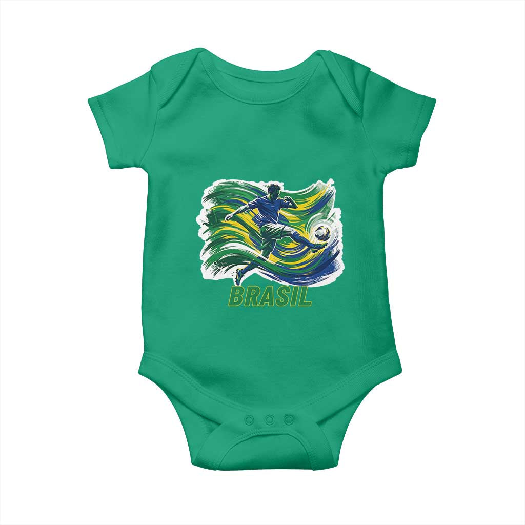 Brazil Soccer Fan Baby Onesie Brasil Flag Football Game Day Supporter TS14 Irish Green Print Your Wear