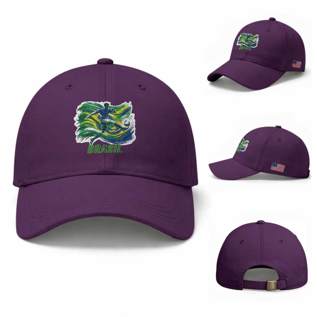 Brazil Soccer Fan Baseball Cap Brasil Flag Football Game Day Supporter TS14 Baseball Cap Universal Fit Purple Print Your Wear