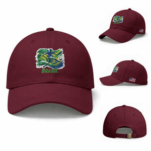 Brazil Soccer Fan Baseball Cap Brasil Flag Football Game Day Supporter TS14 Baseball Cap Universal Fit Maroon Print Your Wear