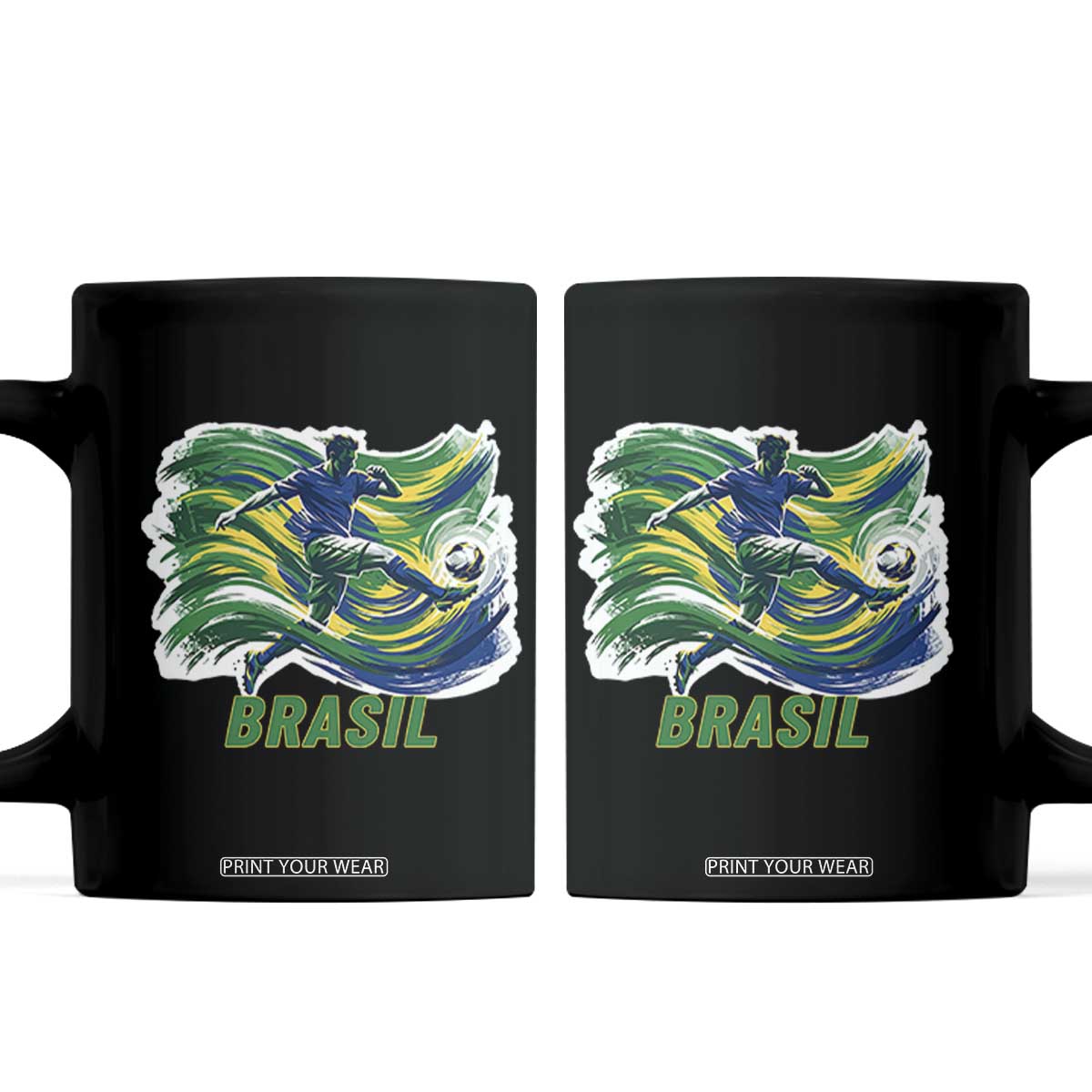 Brazil Soccer Fan Coffee Mug Brasil Flag Football Game Day Supporter TS14 Black Print Your Wear