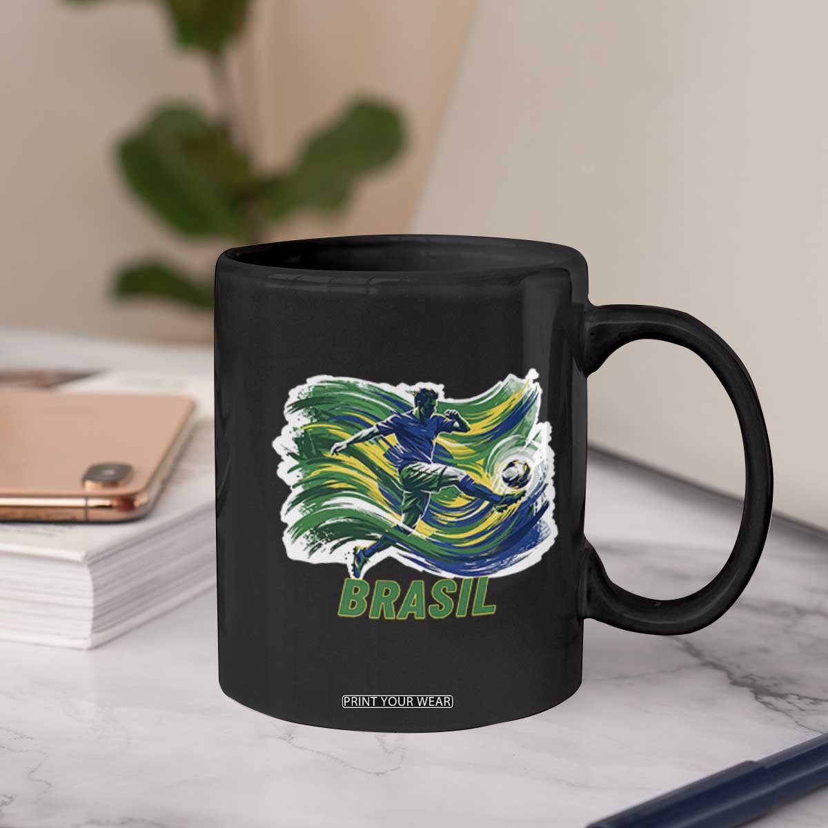 Brazil Soccer Fan Coffee Mug Brasil Flag Football Game Day Supporter TS14 Print Your Wear