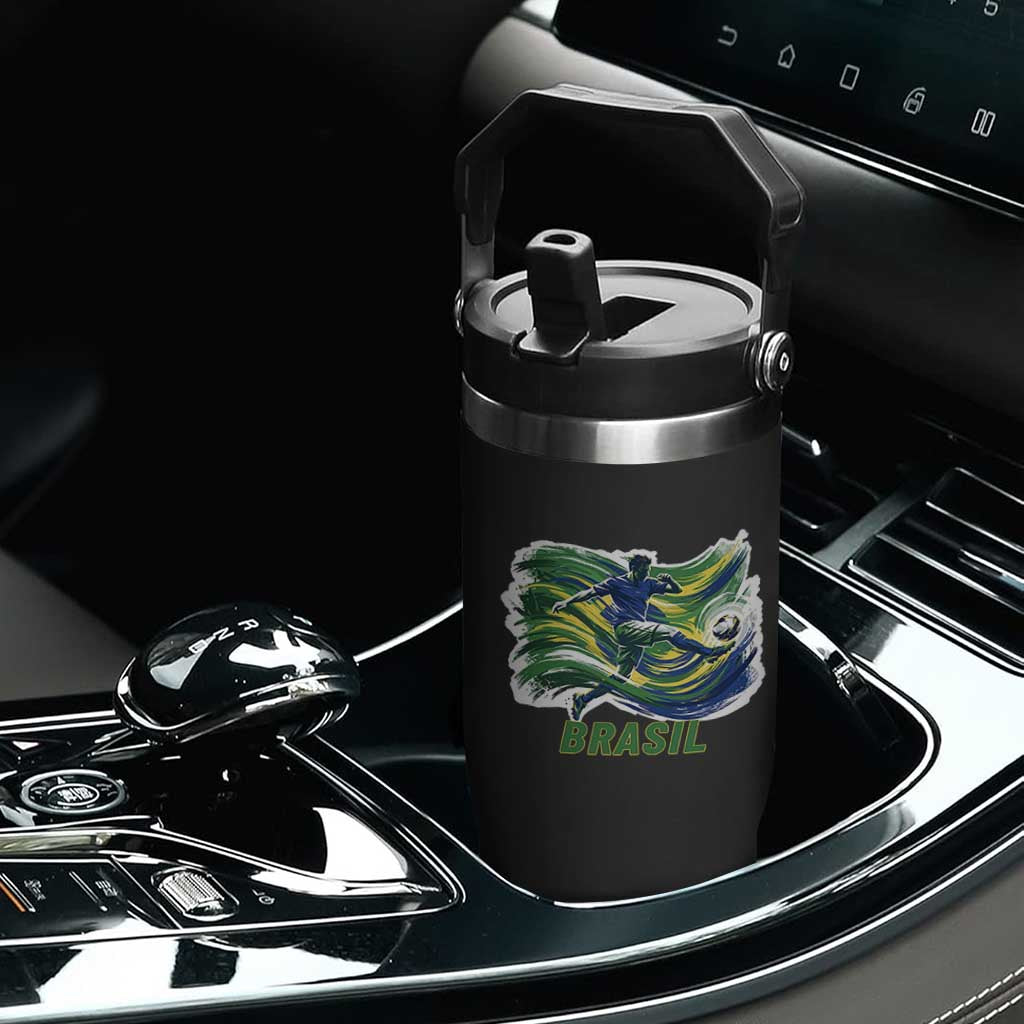 Brazil Soccer Fan Flip Straw Tumbler Brasil Flag Football Game Day Supporter TS14 Print Your Wear