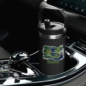 Brazil Soccer Fan Flip Straw Tumbler Brasil Flag Football Game Day Supporter TS14 Print Your Wear