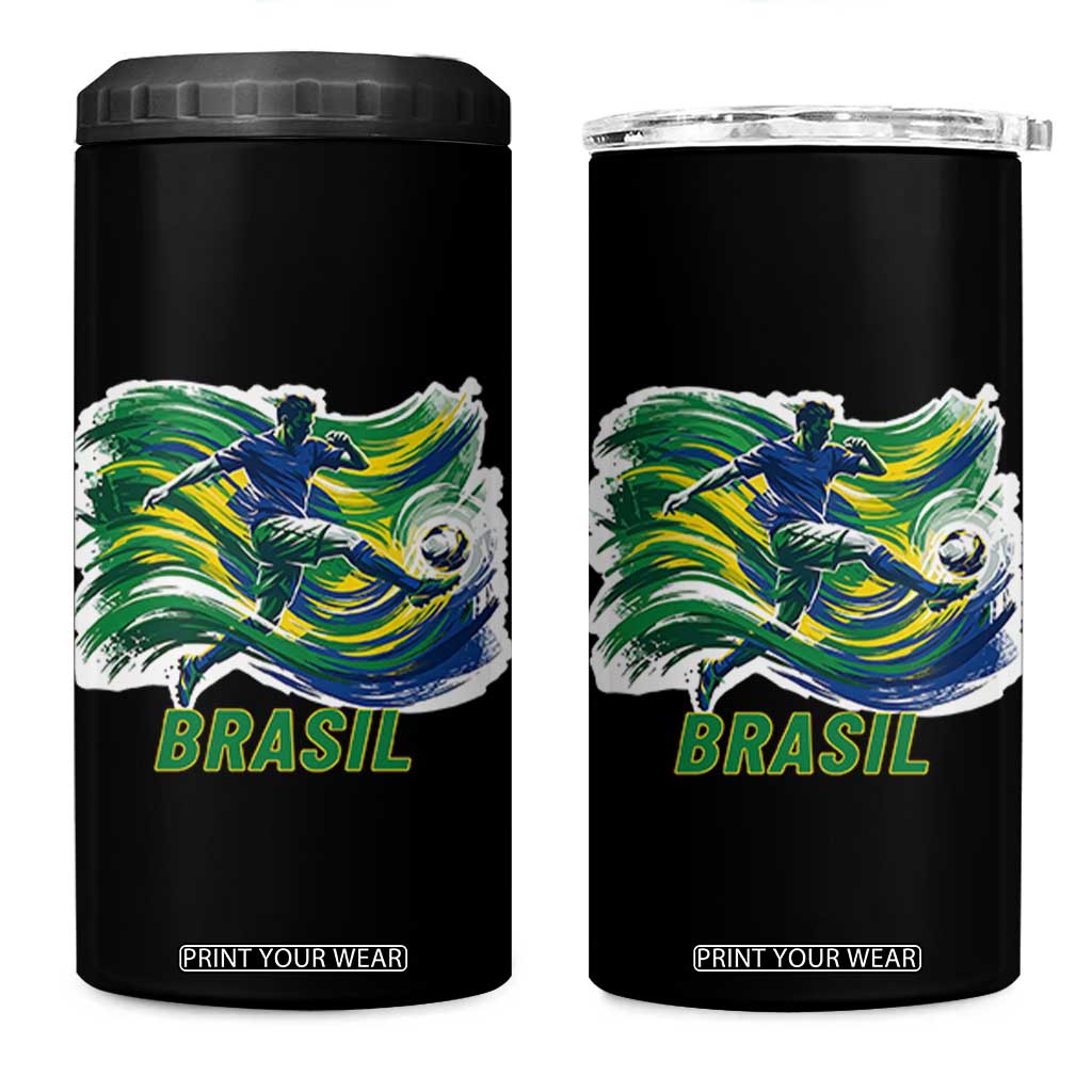 Brazil Soccer Fan 4 in 1 Can Cooler Tumbler Brasil Flag Football Game Day Supporter TS14 One Size: 16 oz Black Print Your Wear