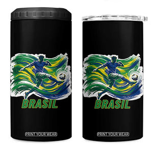 Brazil Soccer Fan 4 in 1 Can Cooler Tumbler Brasil Flag Football Game Day Supporter TS14 One Size: 16 oz Black Print Your Wear