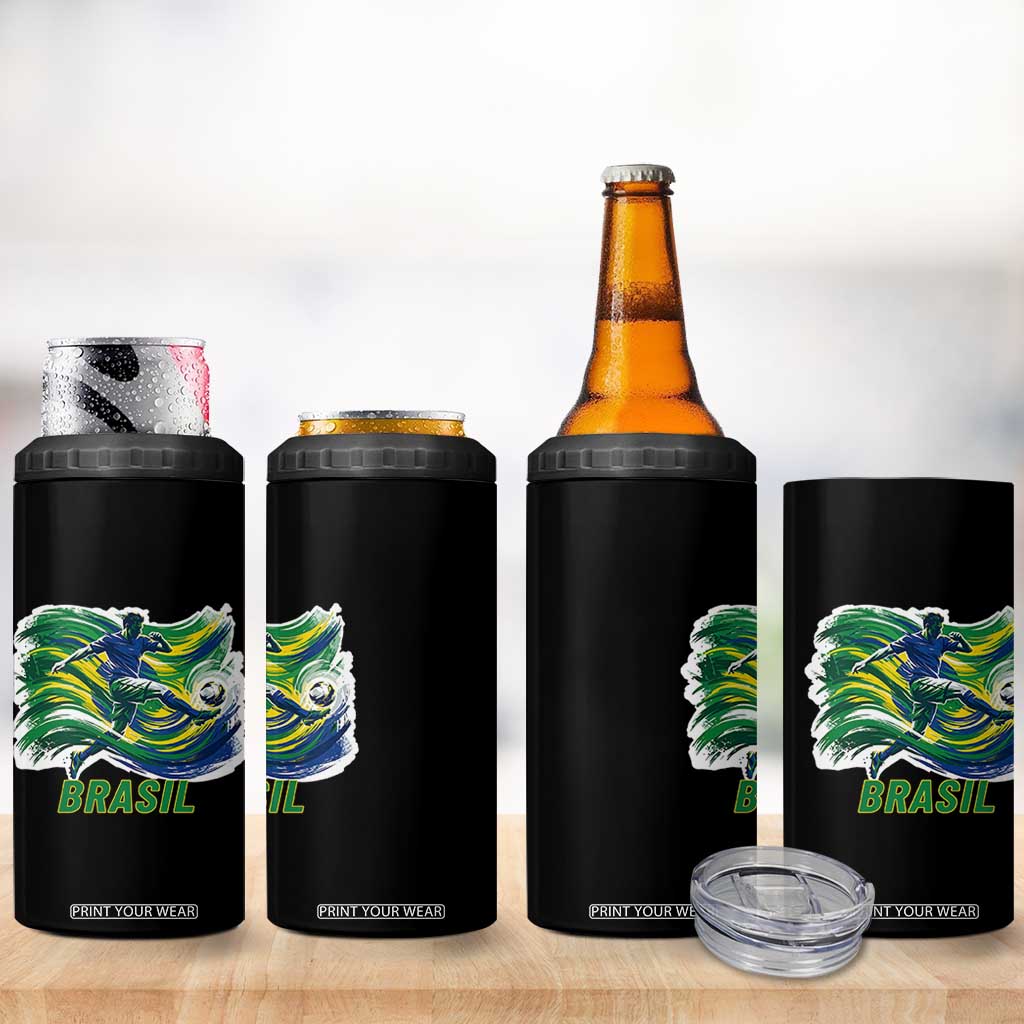 Brazil Soccer Fan 4 in 1 Can Cooler Tumbler Brasil Flag Football Game Day Supporter TS14 Print Your Wear