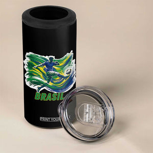 Brazil Soccer Fan 4 in 1 Can Cooler Tumbler Brasil Flag Football Game Day Supporter TS14 Print Your Wear