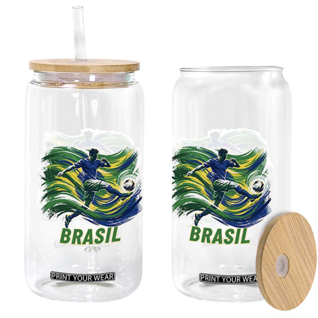 Brazil Soccer Fan Glass Can Brasil Flag Football Game Day Supporter TS14 Print Your Wear