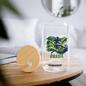 Brazil Soccer Fan Glass Can Brasil Flag Football Game Day Supporter TS14 Print Your Wear