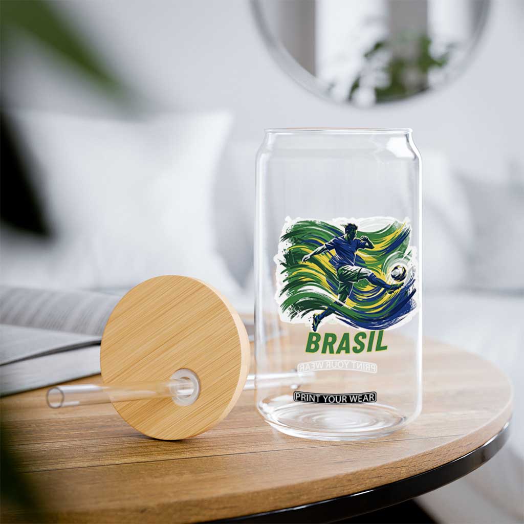 Brazil Soccer Fan Glass Can Brasil Flag Football Game Day Supporter TS14 Print Your Wear