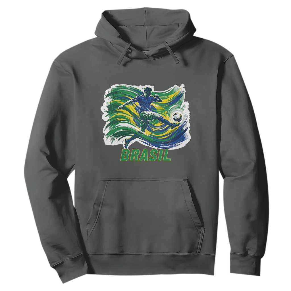 Brazil Soccer Fan Hoodie Brasil Flag Football Game Day Supporter TS14 Dark Heather Print Your Wear