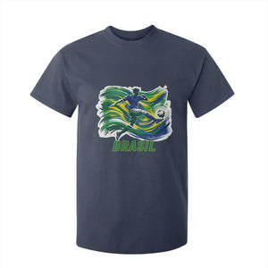 Brazil Soccer Fan T Shirt For Kid Brasil Flag Football Game Day Supporter TS14 Navy Print Your Wear
