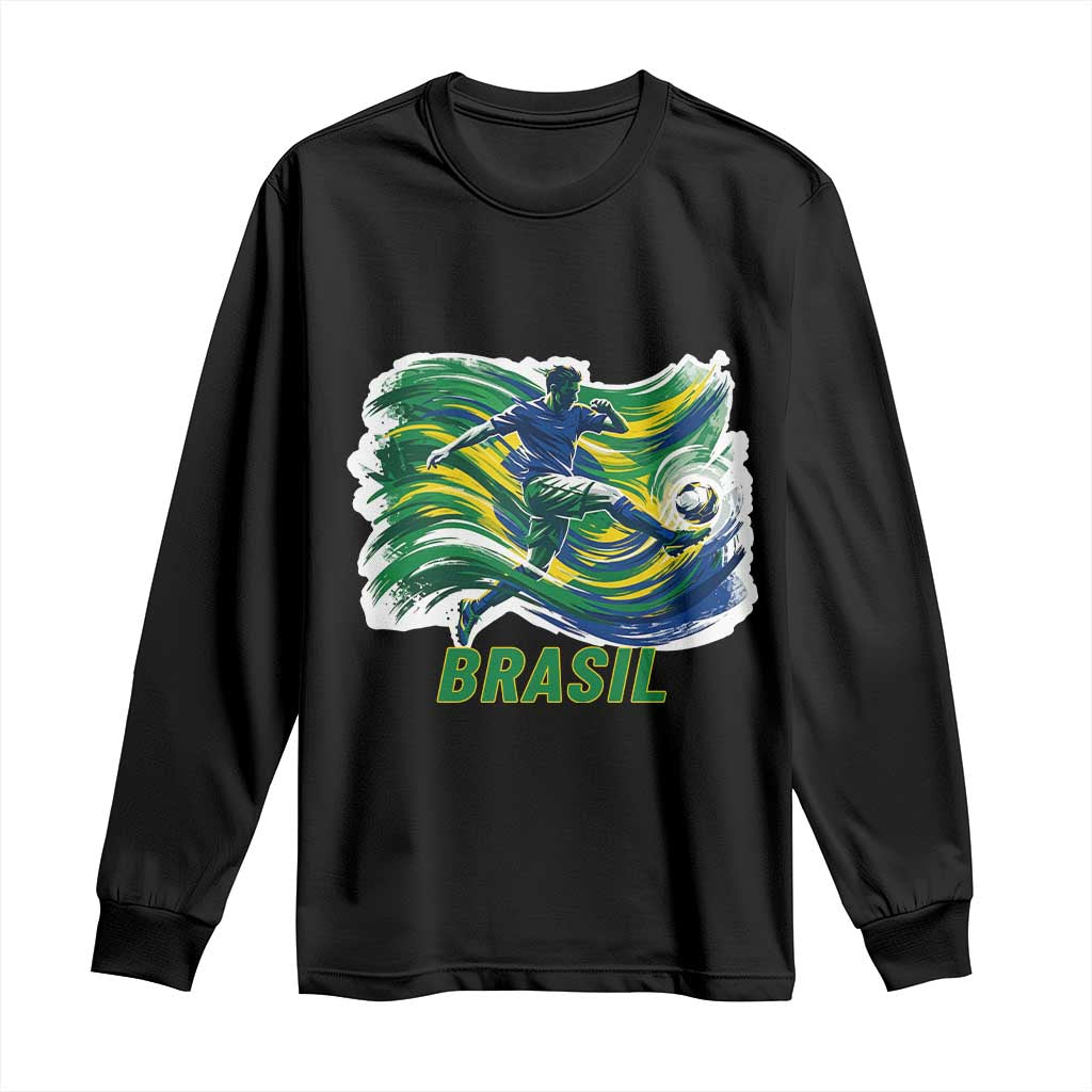 Brazil Soccer Fan Long Sleeve Shirt Brasil Flag Football Game Day Supporter TS14 Black Print Your Wear