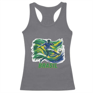 Brazil Soccer Fan Racerback Tank Top Brasil Flag Football Game Day Supporter TS14 Charcoal Print Your Wear