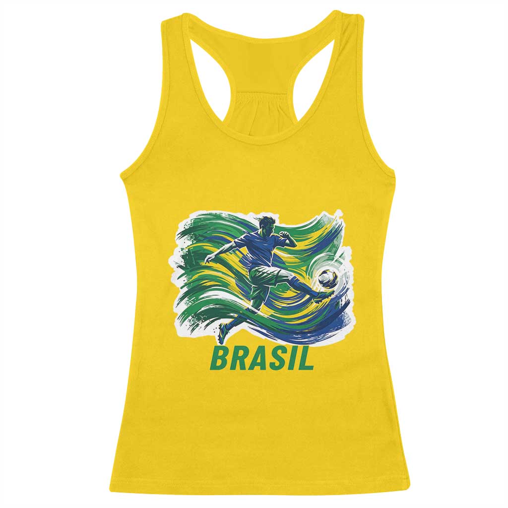 Brazil Soccer Fan Racerback Tank Top Brasil Flag Football Game Day Supporter TS14 Daisy Print Your Wear